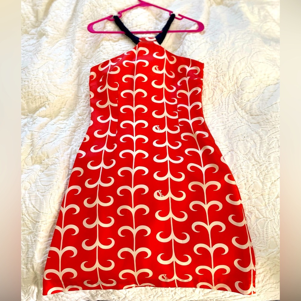 CK Bradley New York Dress, orange and navy silk.